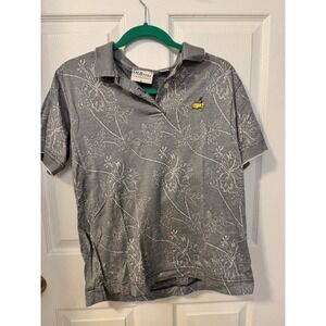 Vintage Masters Collection Women's Gray Tropical Floral Polo Shirt Sz M Golf